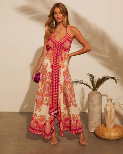 DELFINA | Vestido Largo Bohemio con Escote en V