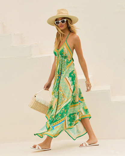 DELFINA | Vestido Largo Bohemio con Escote en V