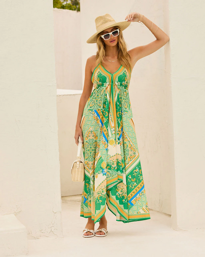 DELFINA | Vestido Largo Bohemio con Escote en V