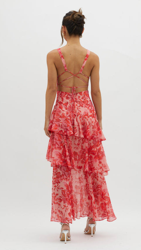 AURA | Vestido de con escote en V y volantes
