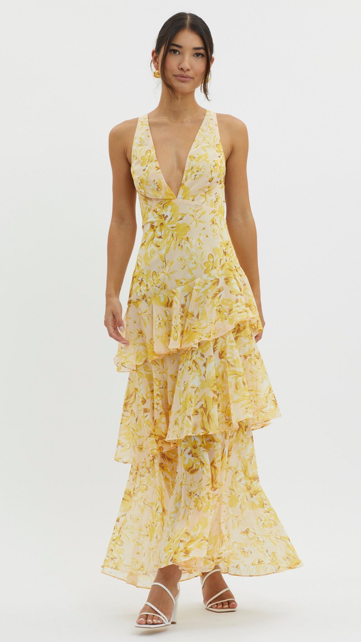 AURA | Vestido de con escote en V y volantes