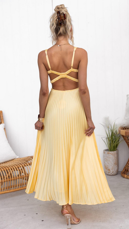 ALBA | Vestido plisado con escote en V