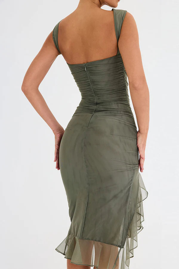 CARLOTA | Vestido midi con volantes